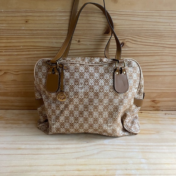 PIERO GUIDI Brown and Creme Patterned Handbag - Picture 2 of 6